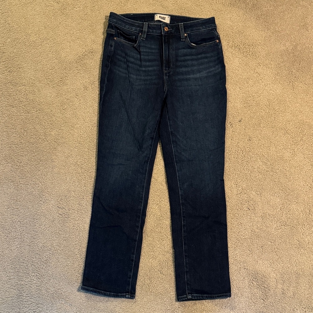 PAIGE Women's Deep Indigo Straight Leg Jeans